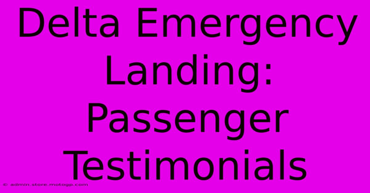 Delta Emergency Landing: Passenger Testimonials