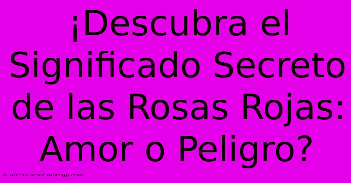 ¡Descubra El Significado Secreto De Las Rosas Rojas: Amor O Peligro?