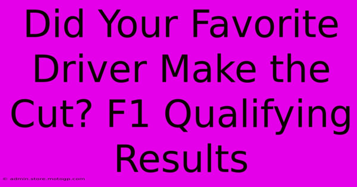 Did Your Favorite Driver Make The Cut? F1 Qualifying Results