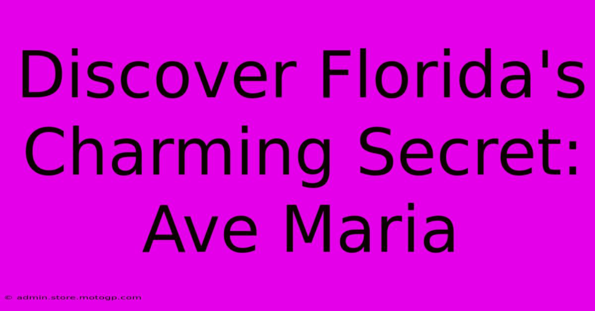 Discover Florida's Charming Secret: Ave Maria