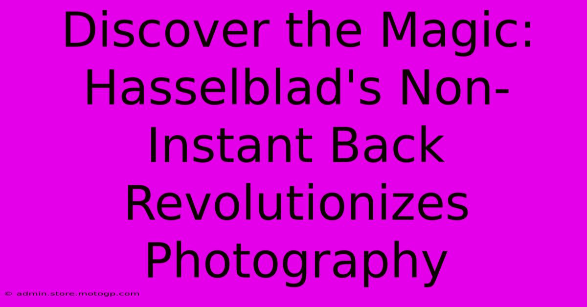 Discover The Magic: Hasselblad's Non-Instant Back Revolutionizes Photography