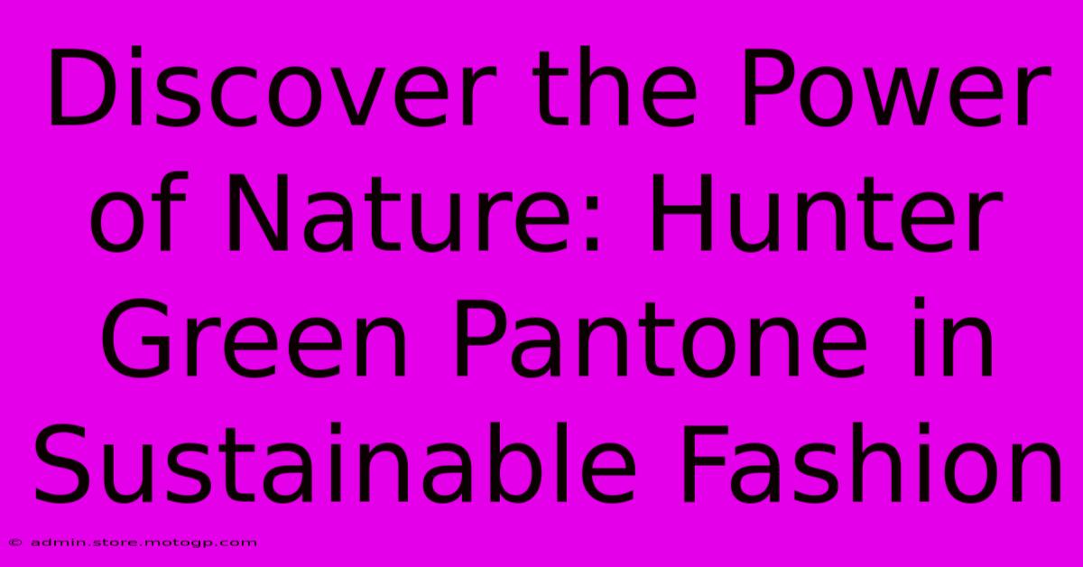 Discover The Power Of Nature: Hunter Green Pantone In Sustainable Fashion