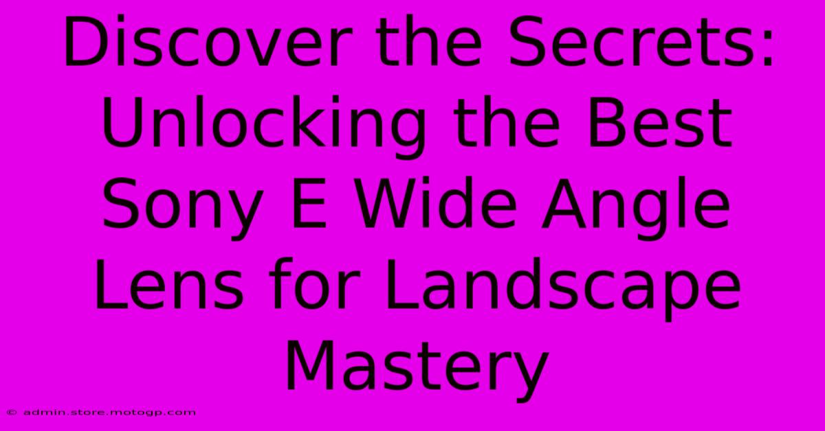 Discover The Secrets: Unlocking The Best Sony E Wide Angle Lens For Landscape Mastery