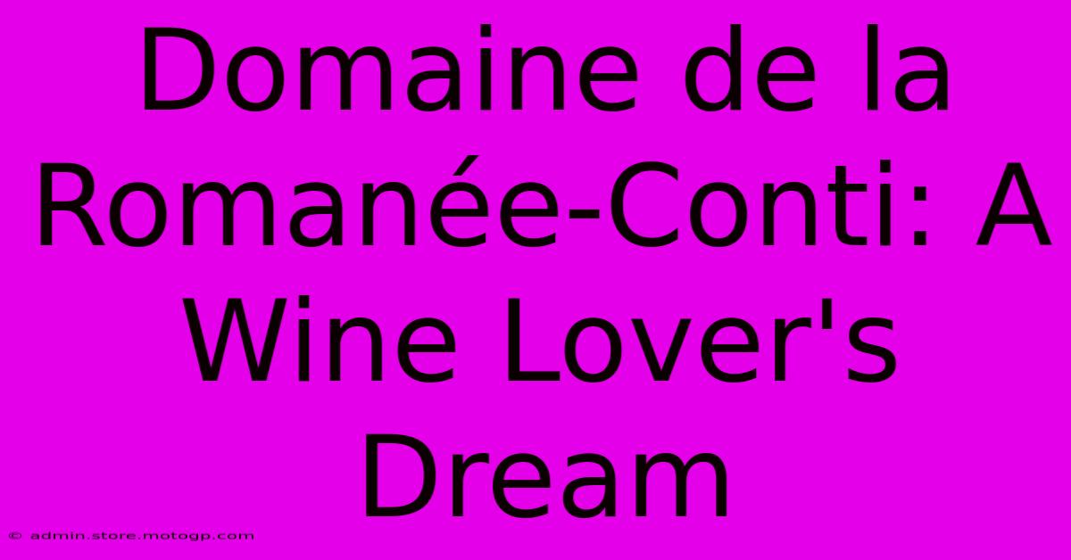 Domaine De La Romanée-Conti: A Wine Lover's Dream