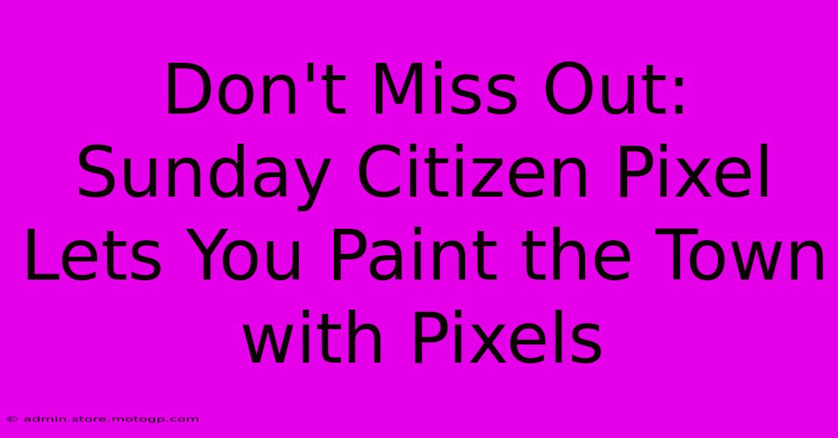 Don't Miss Out: Sunday Citizen Pixel Lets You Paint The Town With Pixels