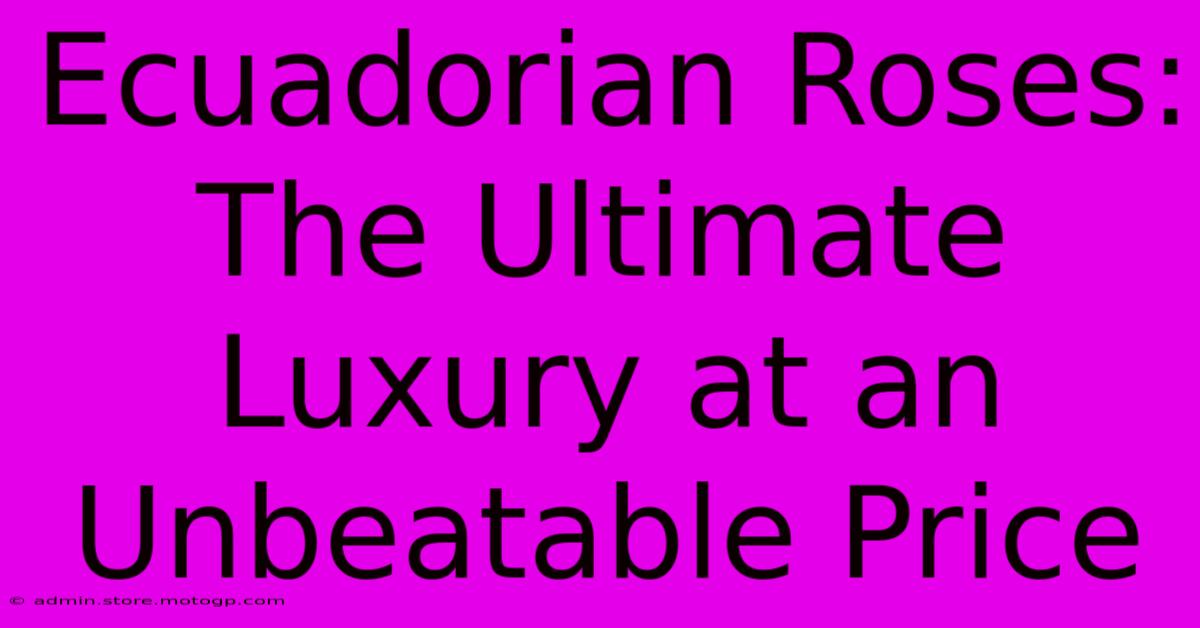 Ecuadorian Roses: The Ultimate Luxury At An Unbeatable Price