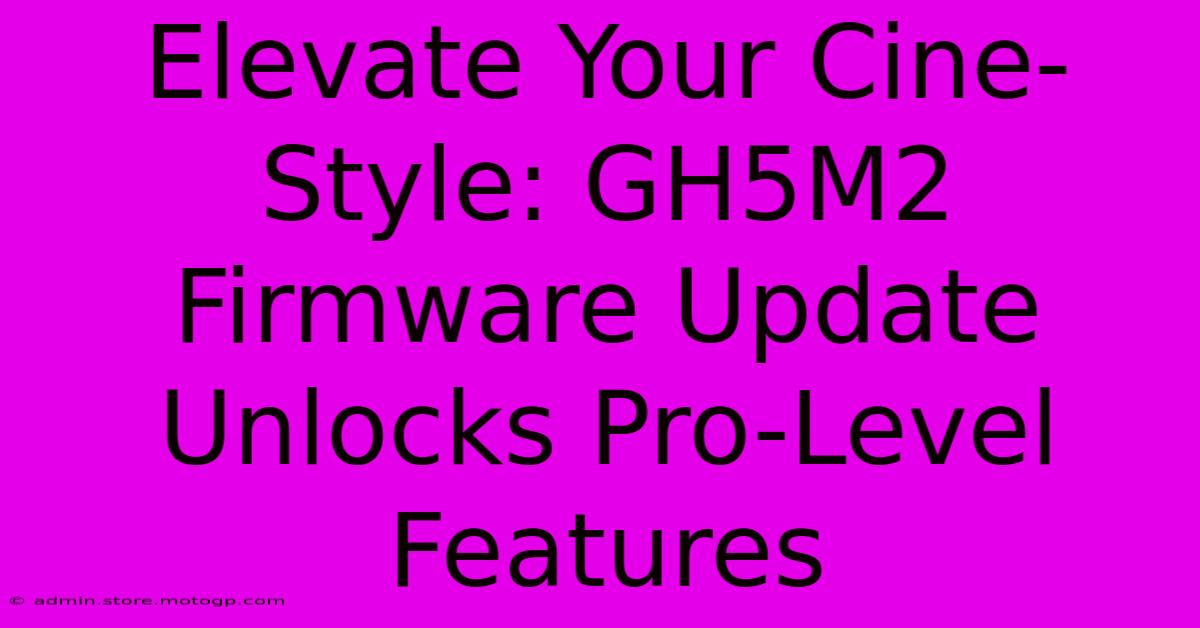 Elevate Your Cine-Style: GH5M2 Firmware Update Unlocks Pro-Level Features