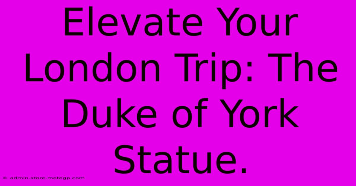 Elevate Your London Trip: The Duke Of York Statue.