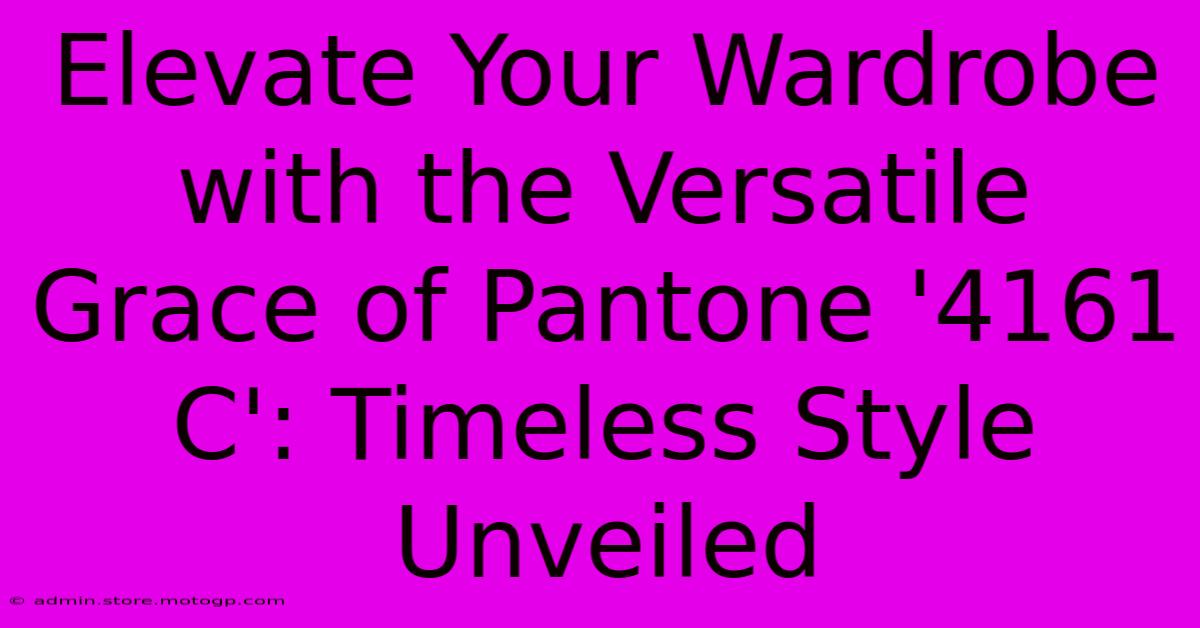 Elevate Your Wardrobe With The Versatile Grace Of Pantone '4161 C': Timeless Style Unveiled