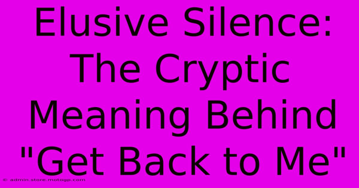 Elusive Silence: The Cryptic Meaning Behind 