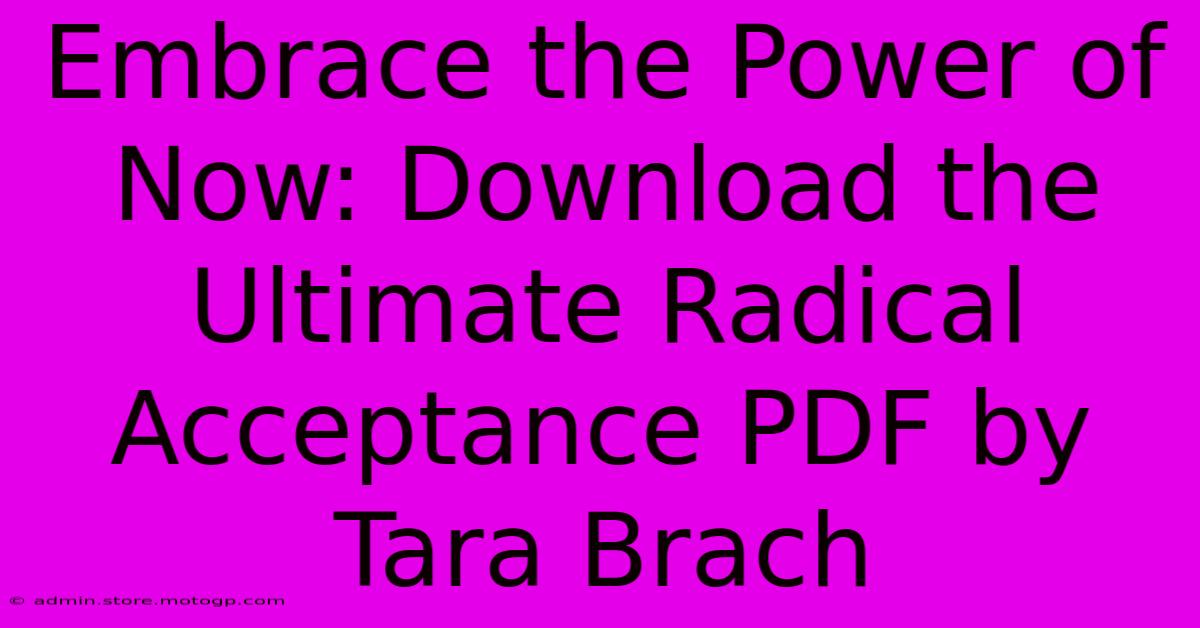 Embrace The Power Of Now: Download The Ultimate Radical Acceptance PDF By Tara Brach