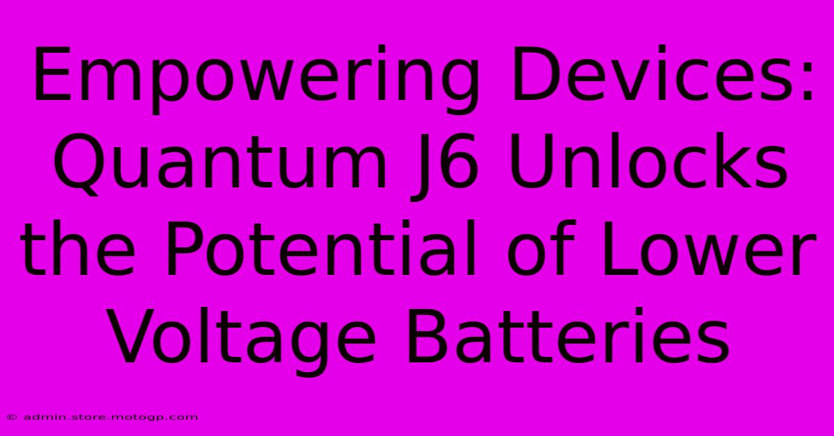 Empowering Devices: Quantum J6 Unlocks The Potential Of Lower Voltage Batteries