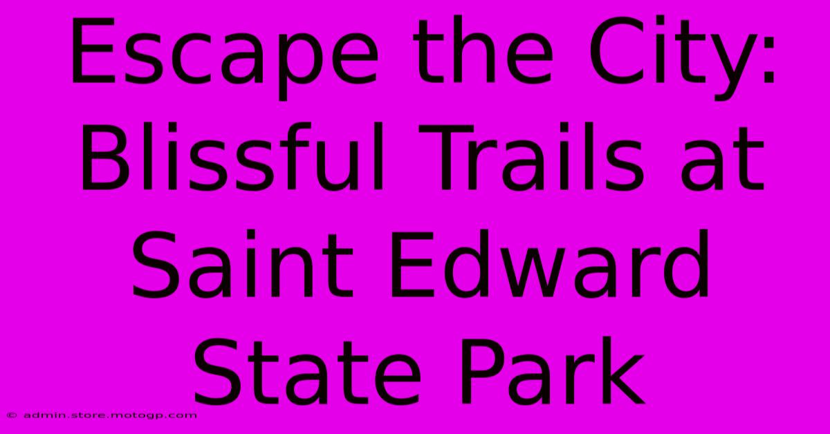 Escape The City: Blissful Trails At Saint Edward State Park