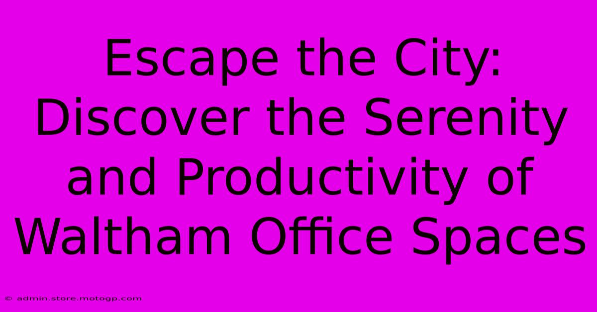 Escape The City: Discover The Serenity And Productivity Of Waltham Office Spaces