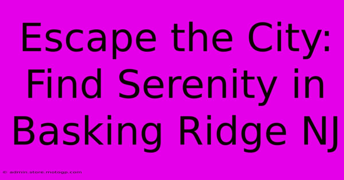 Escape The City: Find Serenity In Basking Ridge NJ