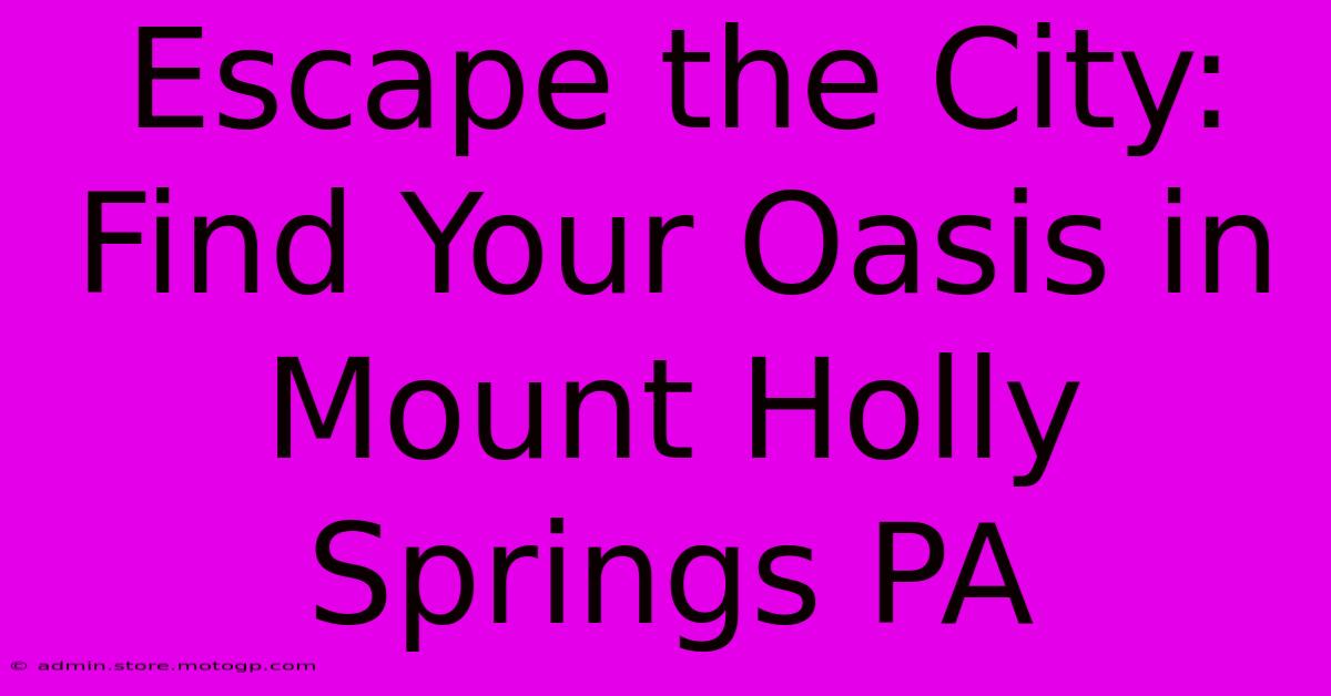 Escape The City: Find Your Oasis In Mount Holly Springs PA