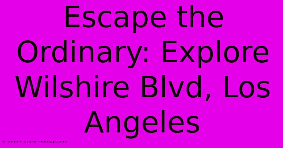 Escape The Ordinary: Explore Wilshire Blvd, Los Angeles