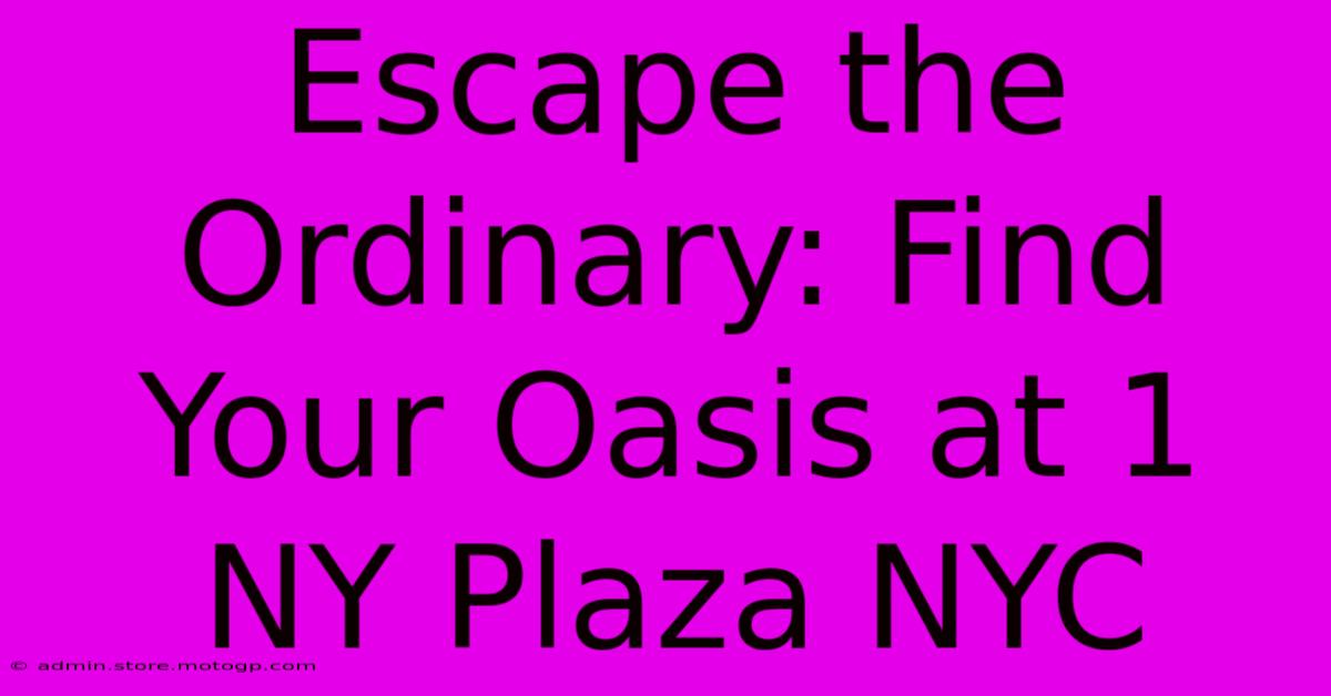 Escape The Ordinary: Find Your Oasis At 1 NY Plaza NYC