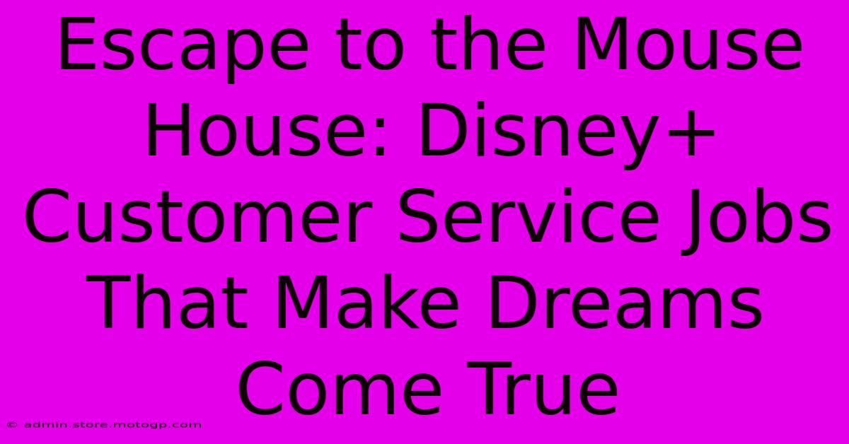 Escape To The Mouse House: Disney+ Customer Service Jobs That Make Dreams Come True