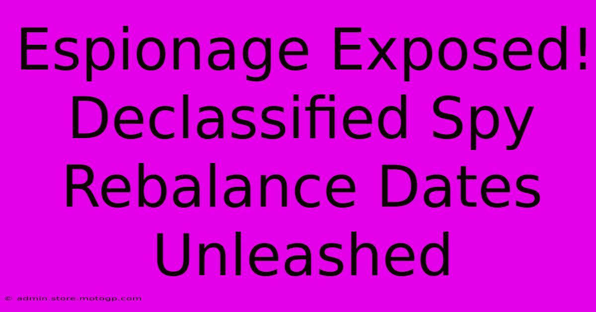 Espionage Exposed! Declassified Spy Rebalance Dates Unleashed