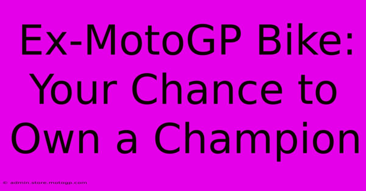 Ex-MotoGP Bike: Your Chance To Own A Champion