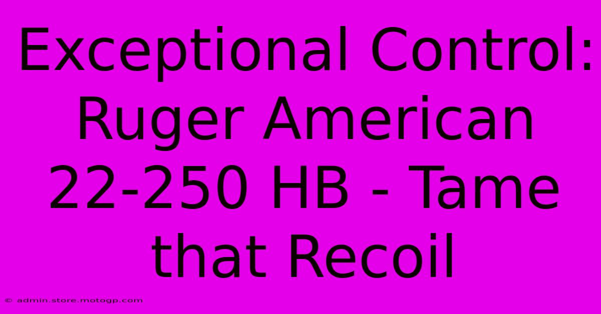 Exceptional Control: Ruger American 22-250 HB - Tame That Recoil