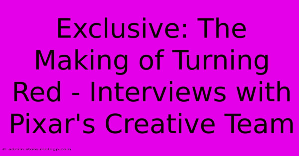 Exclusive: The Making Of Turning Red - Interviews With Pixar's Creative Team