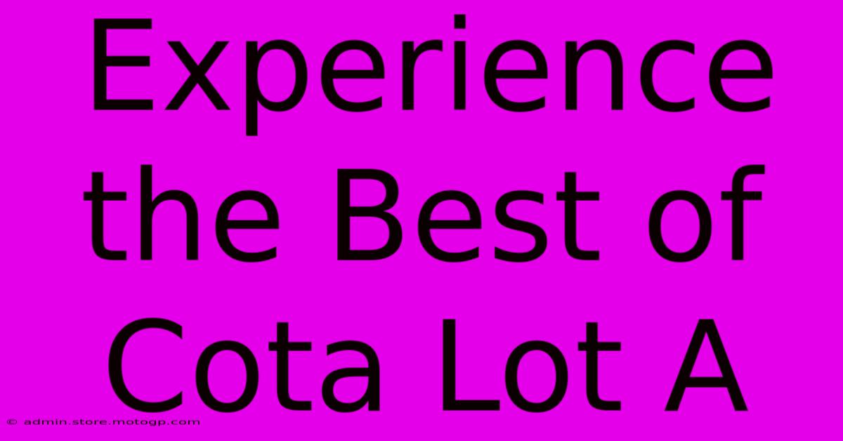 Experience The Best Of Cota Lot A