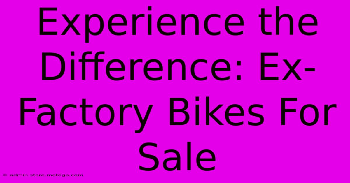 Experience The Difference: Ex-Factory Bikes For Sale