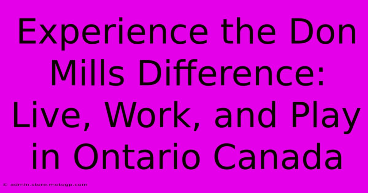 Experience The Don Mills Difference: Live, Work, And Play In Ontario Canada