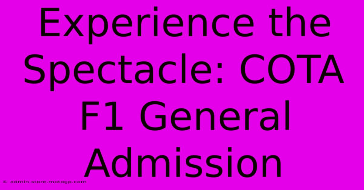 Experience The Spectacle: COTA F1 General Admission