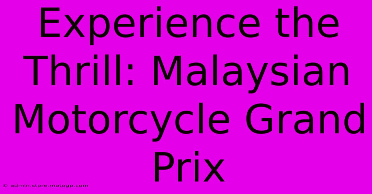 Experience The Thrill: Malaysian Motorcycle Grand Prix