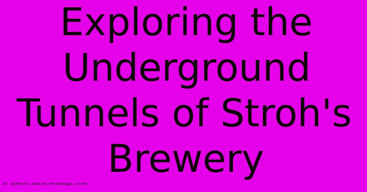 Exploring The Underground Tunnels Of Stroh's Brewery