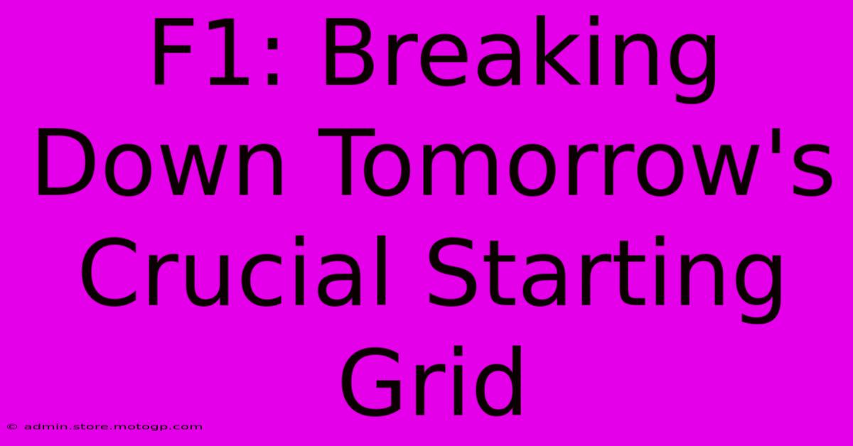 F1: Breaking Down Tomorrow's Crucial Starting Grid