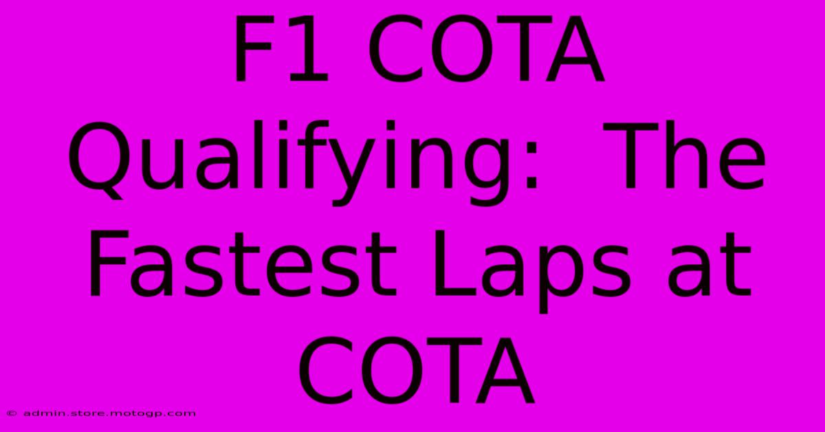 F1 COTA Qualifying:  The Fastest Laps At COTA