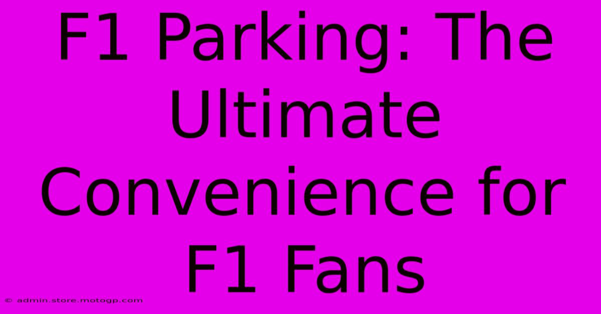 F1 Parking: The Ultimate Convenience For F1 Fans