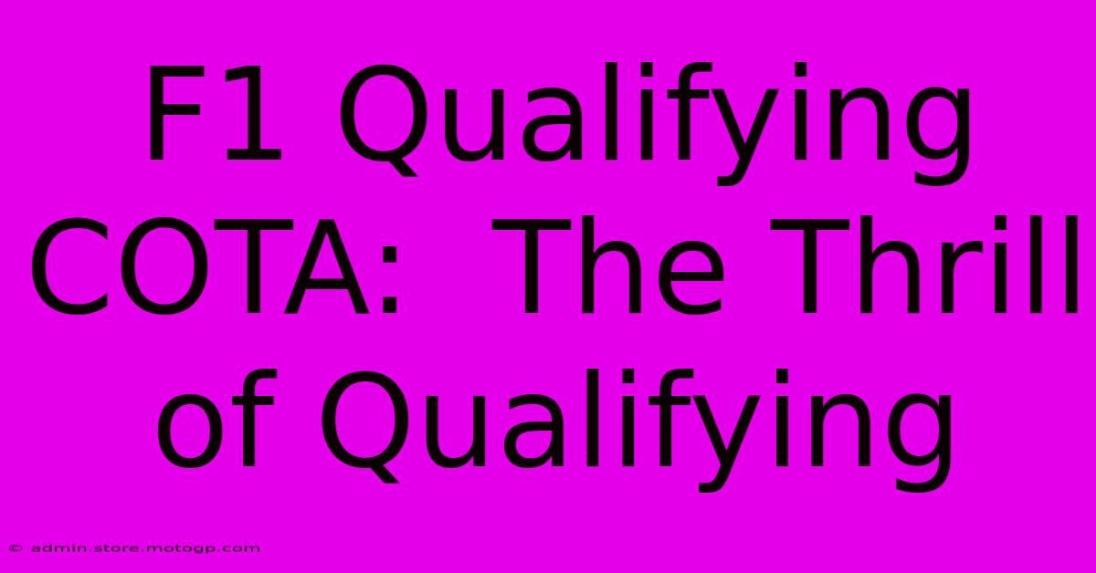 F1 Qualifying COTA:  The Thrill Of Qualifying