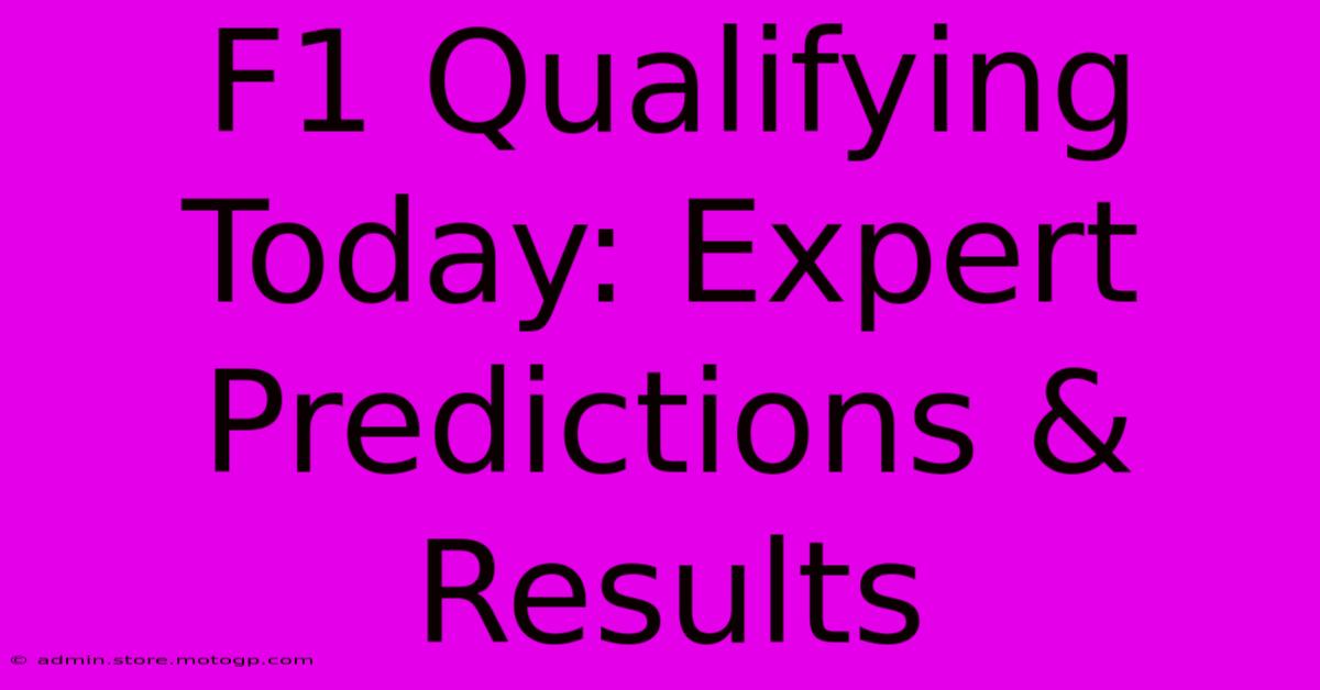 F1 Qualifying Today: Expert Predictions & Results