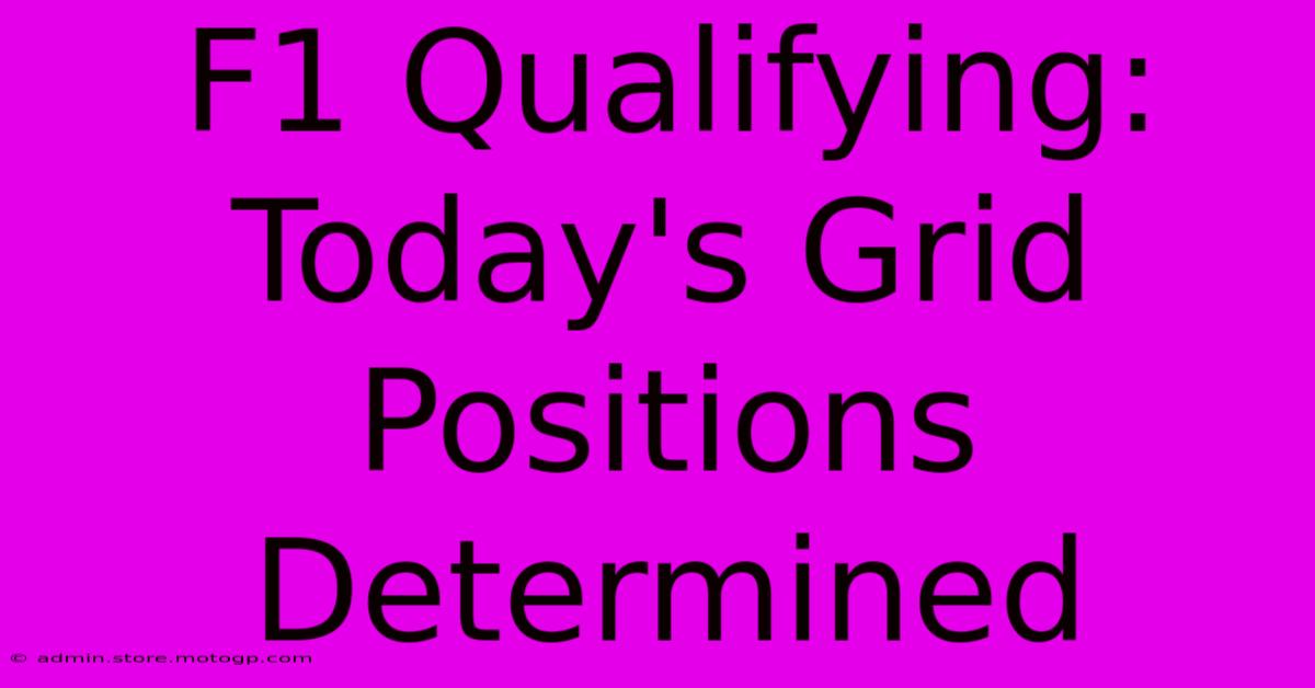 F1 Qualifying: Today's Grid Positions Determined