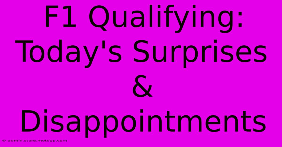 F1 Qualifying: Today's Surprises & Disappointments