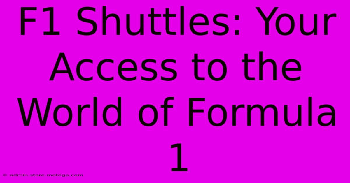 F1 Shuttles: Your Access To The World Of Formula 1