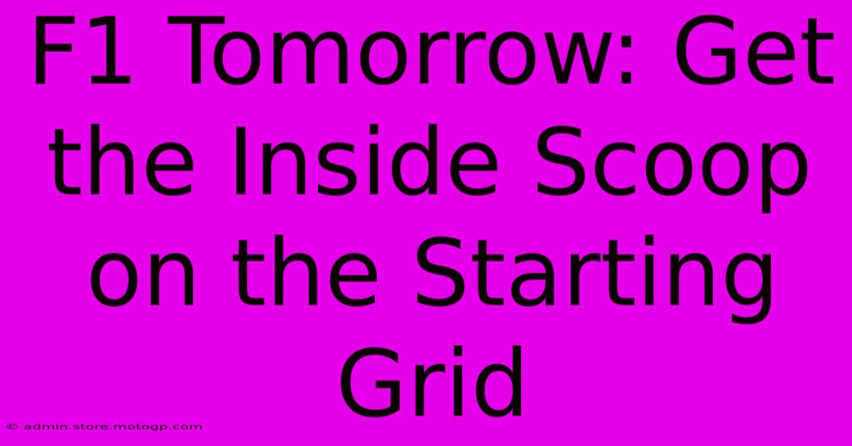 F1 Tomorrow: Get The Inside Scoop On The Starting Grid