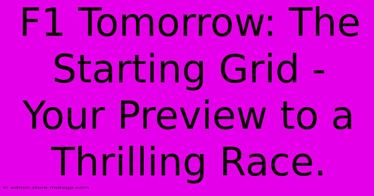 F1 Tomorrow: The Starting Grid - Your Preview To A Thrilling Race.