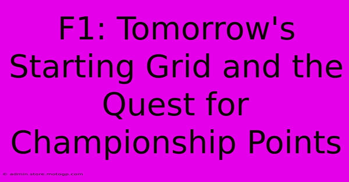 F1: Tomorrow's Starting Grid And The Quest For Championship Points