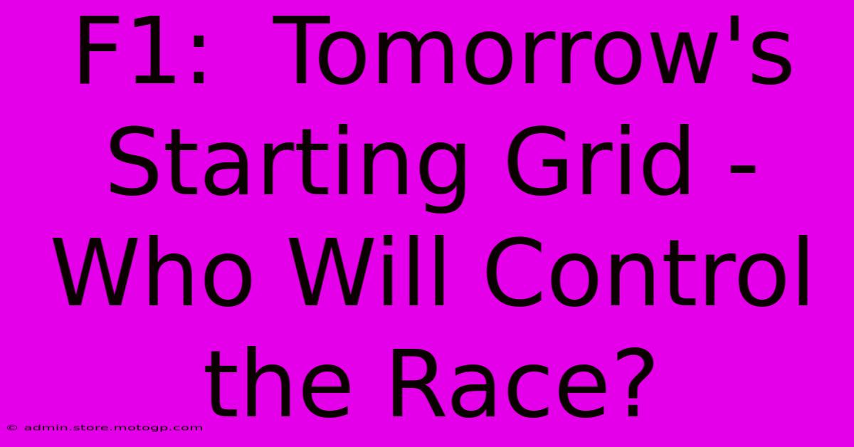 F1:  Tomorrow's Starting Grid - Who Will Control The Race?