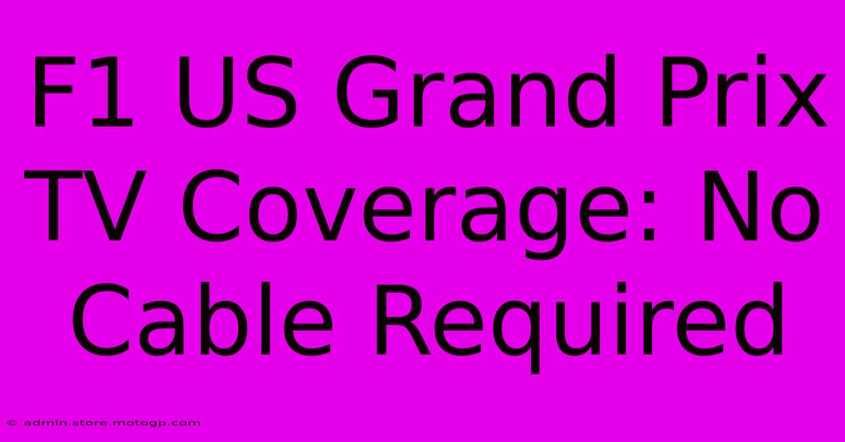 F1 US Grand Prix TV Coverage: No Cable Required