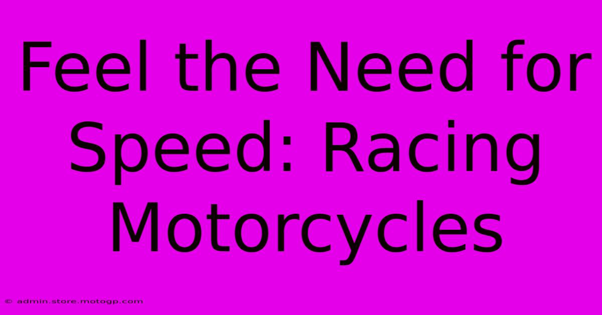 Feel The Need For Speed: Racing Motorcycles