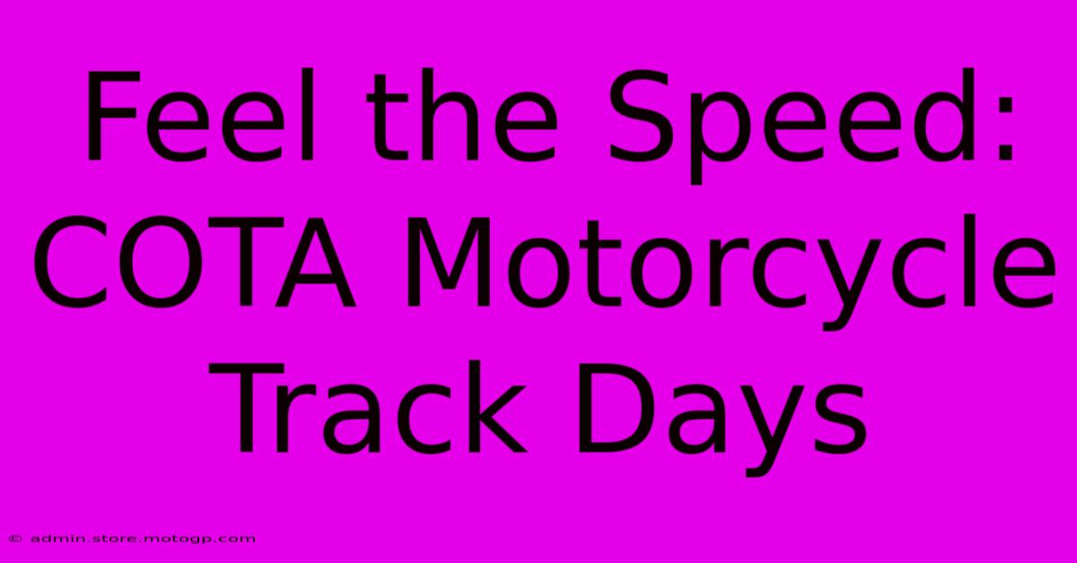 Feel The Speed: COTA Motorcycle Track Days