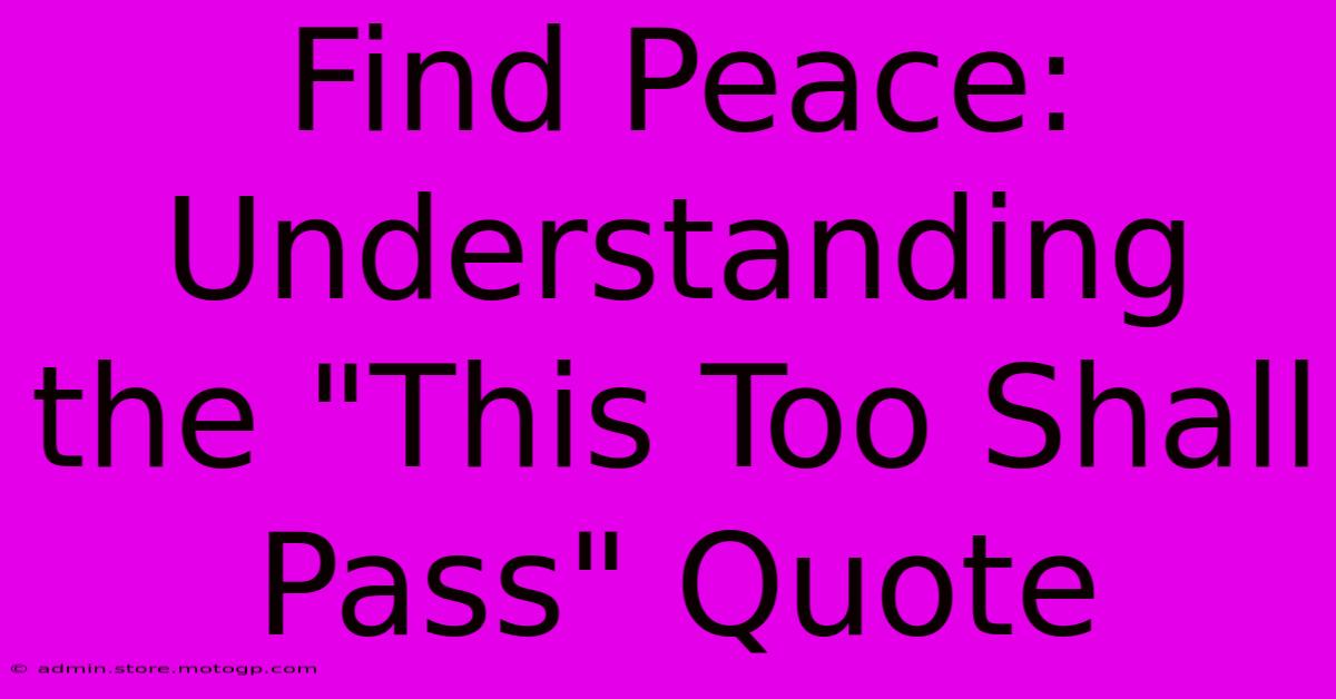 Find Peace: Understanding The 