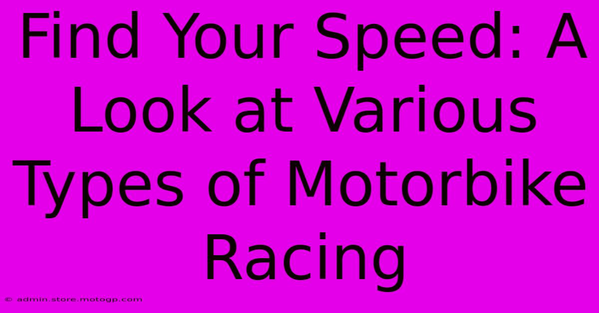 Find Your Speed: A Look At Various Types Of Motorbike Racing